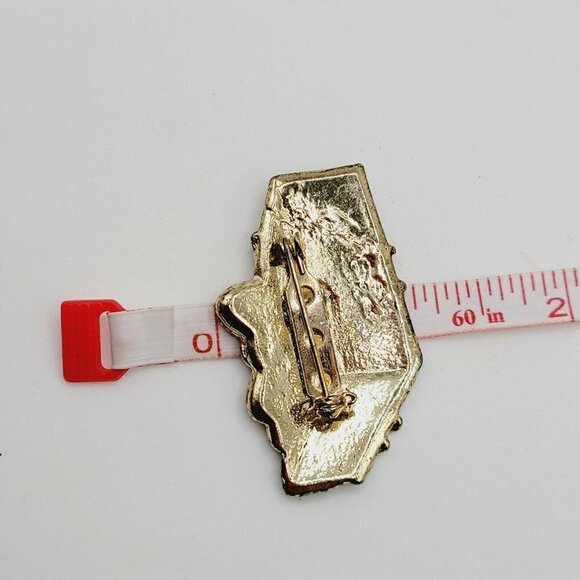 Christmas Brooch & Pin Gold Tone Christmas Present Brooch & Safety Pin Style - Picture 8 of 10